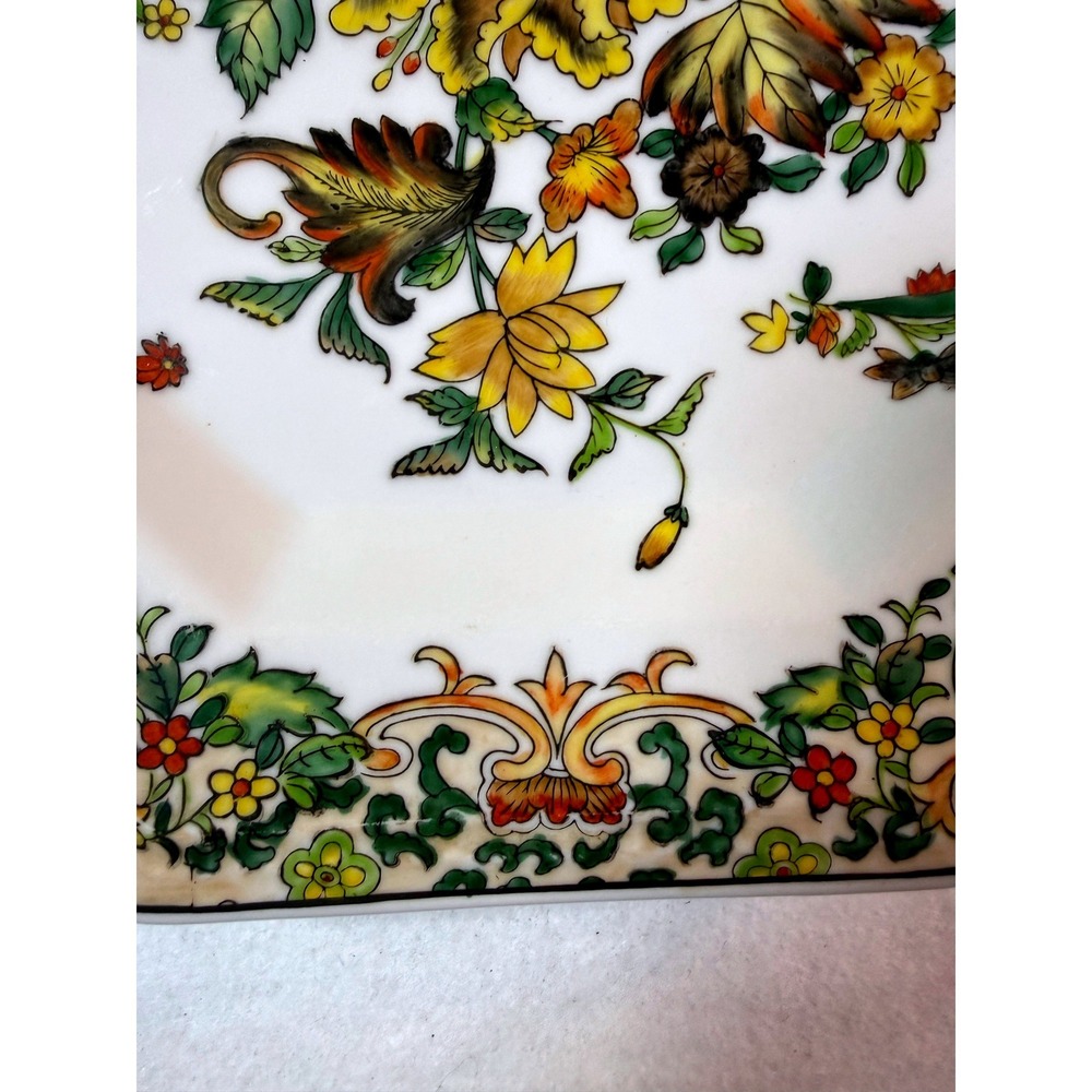 Vintage Octagonal Floral Porcelain Decorative Plate Asian Style Home Decor - Picture 3 of 5